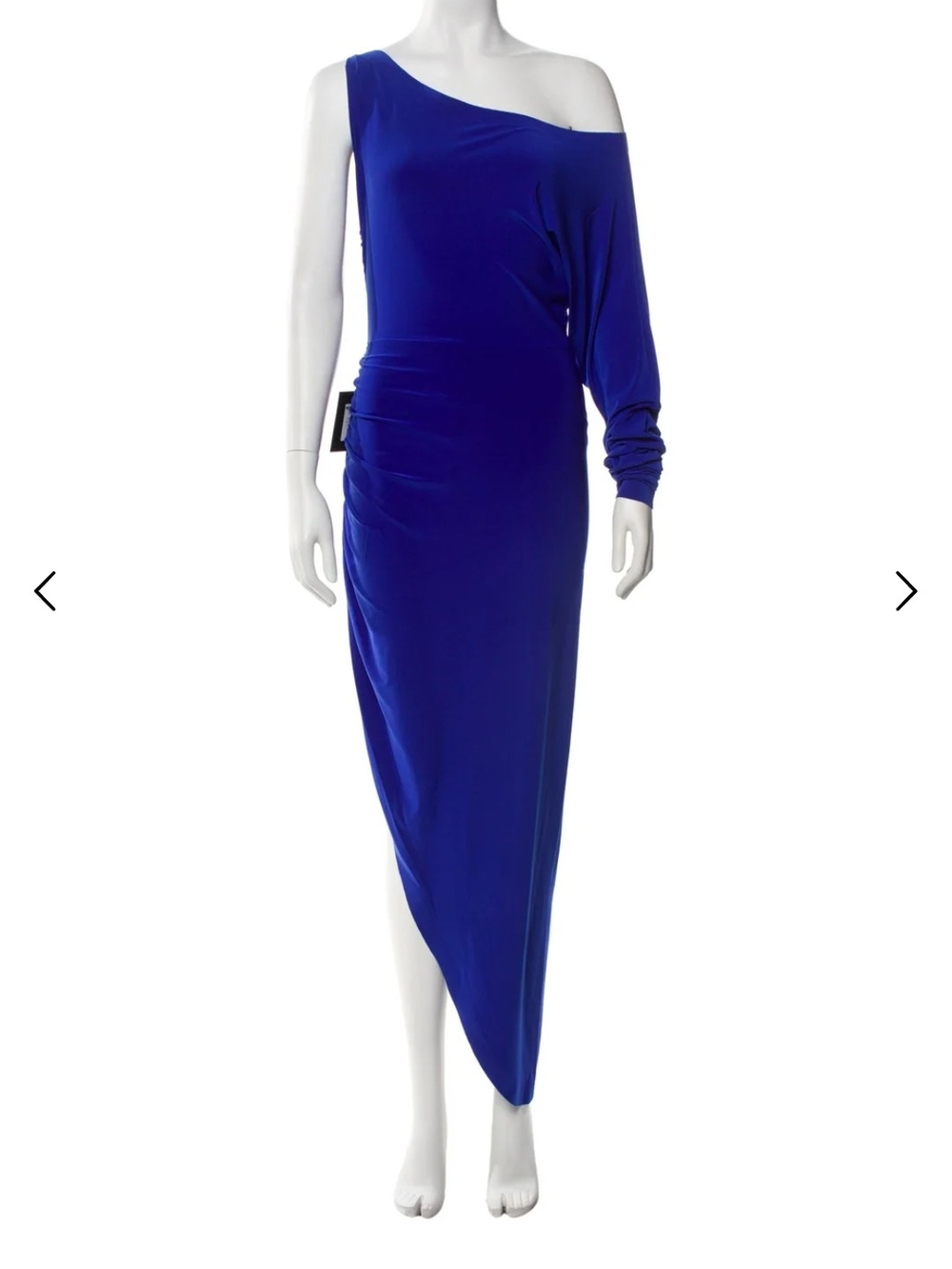 Norma Kamali One-Shoulder Cobalt Blue Asymmetrical Dress